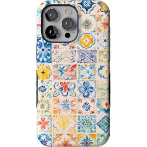 Casely iPhone 15 Pro Max Case | Twilight Flora | Moody Monochrome | Bold Protective Design | Compatible with MagSafe(Tuscan Tiles | Dolce Vita)