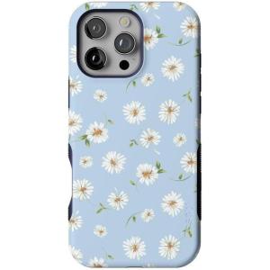Casely iPhone 16 Pro Case | Into The Wild | Black Leopard | Bold Protective Design | Compatible with MagSafe(Daisy Daydream | Baby Blue Floral)