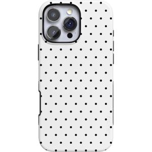 Casely iPhone 16 Pro Case | Into The Wild | Black Leopard | Bold Protective Design | Compatible with MagSafe(On the Dot | White Polka Dot)