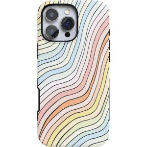 Casely iPhone 16 Pro Case | Into The Wild | Black Leopard | Bold Protective Design | Compatible with MagSafe(Ride The Wave | Pastel Rainbow Lined)