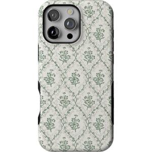 Casely iPhone 16 Pro Case | Into The Wild | Black Leopard | Bold Protective Design | Compatible with MagSafe(Sage Tapestry | Floral Vines)