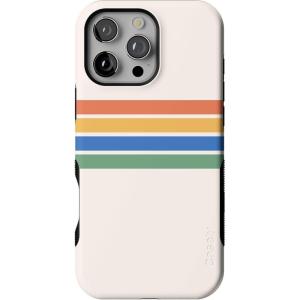 Casely iPhone 16 Pro Case | Into The Wild | Black Leopard | Bold Protective Design | Compatible with MagSafe(Totally Groovy | Rainbow Stripes Colorblock)
