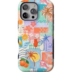 Casely iPhone 16 Pro Case | Into The Wild | Black Leopard | Bold Protective Design | Compatible with MagSafe(Tropical Heat | Beachy Collage)