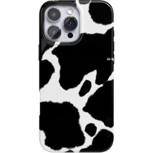Casely iPhone 16 Pro Case | Moody Monochrome | Bordeaux Rose | Compatible with MagSafe | Classic Ultra Thin Design(Current MOOd | Cow Print)