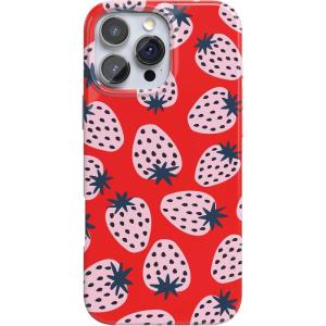 Casely iPhone 16 Pro Case | Moody Monochrome | Bordeaux Rose | Compatible with MagSafe | Classic Ultra Thin Design(I’d Pick You | Red Strawberry)