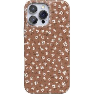 Casely iPhone 16 Pro Case | Moody Monochrome | Bordeaux Rose | Compatible with MagSafe | Classic Ultra Thin Design(Mocha Meadow | Tiny Flowers)