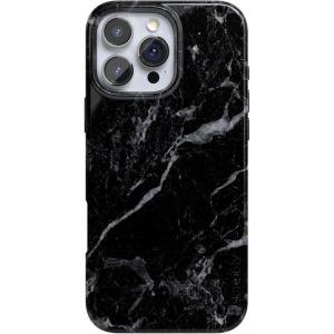 Casely iPhone 16 Pro Case | Moody Monochrome | Twilight Flora | Compatible with MagSafe | Classic Ultra Thin Design(Black Pearl Marble)