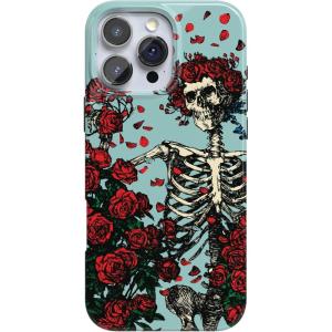 Casely iPhone 16 Pro Case | Moody Monochrome | Twilight Flora | Compatible with MagSafe | Classic Ultra Thin Design(Forever Grateful | Grateful Dead Skeleton Floral)