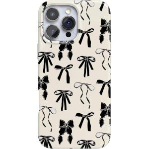 Casely iPhone 16 Pro Case | Moody Monochrome | Twilight Flora | Compatible with MagSafe | Classic Ultra Thin Design(Goth Girlie | Black Bows)