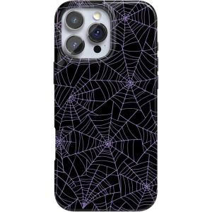Casely iPhone 16 Pro Case | Moody Monochrome | Twilight Flora | Compatible with MagSafe | Classic Ultra Thin Design(Midnight Web | Spider Web)