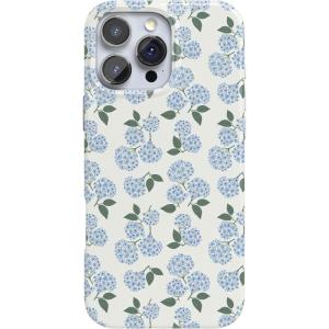 Casely iPhone 16 Pro Case | Moody Monochrome | Twilight Flora | Compatible with MagSafe | Classic Ultra Thin Design(Nantucket Cottage | Blue Hydrangea)