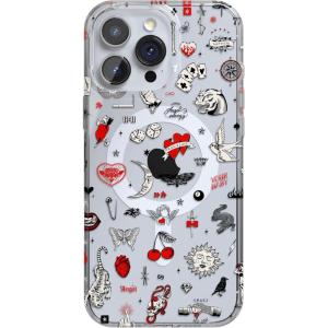 Casely iPhone 16 Pro Case | Moody Monochrome | Twilight Flora | Compatible with MagSafe | Classic Ultra Thin Design(Not a Phase | Clear Flash Tattoo)