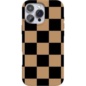 Casely iPhone 16 Pro Case | Moody Monochrome | in The Grove | Compatible with MagSafe | Classic Ultra Thin Design(Fit Check | Black & Brown Checkerboard)