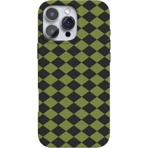 Casely iPhone 16 Pro Case | Moody Monochrome | in The Grove | Compatible with MagSafe | Classic Ultra Thin Design(Harlequin Wicked Diamond | Black and Green)