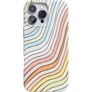Casely iPhone 16 Pro Case | Moody Monochrome | in The Grove | Compatible with MagSafe | Classic Ultra Thin Design(Ride The Wave | Pastel Rainbow Lined)
