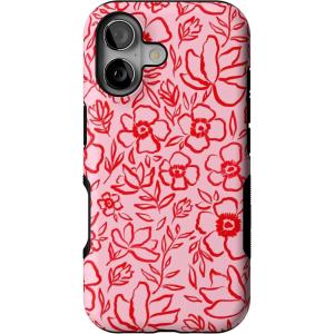 Casely iPhone 17 Case | Into The Wild | White Snow Leopard | Bold Protective Design | Compatible with MagSafe(Blush Garden | Floral Doodle)