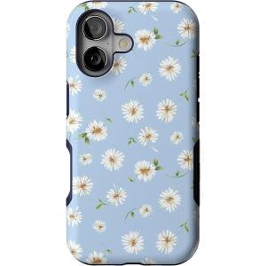 Casely iPhone 17 Case | Into The Wild | White Snow Leopard | Bold Protective Design | Compatible with MagSafe(Daisy Daydream | Baby Blue Floral)