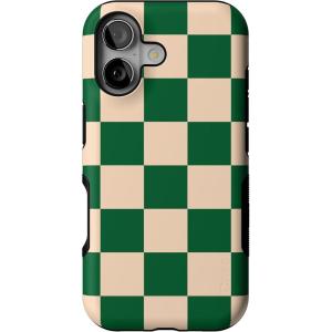 Casely iPhone 17 Case | Into The Wild | White Snow Leopard | Bold Protective Design | Compatible with MagSafe(Fit Check | Green Checkerboard)
