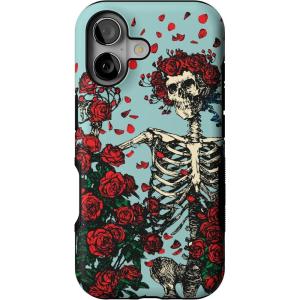 Casely iPhone 17 Case | Into The Wild | White Snow Leopard | Bold Protective Design | Compatible with MagSafe(Forever Grateful | Grateful Dead Skeleton Floral)