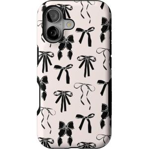 Casely iPhone 17 Case | Into The Wild | White Snow Leopard | Bold Protective Design | Compatible with MagSafe(Goth Girlie | Black Bows)