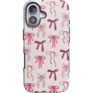 Casely iPhone 17 Case | Into The Wild | White Snow Leopard | Bold Protective Design | Compatible with MagSafe(Lover Girlie | Pink Bows)