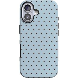 Casely iPhone 17 Case | Into The Wild | White Snow Leopard | Bold Protective Design | Compatible with MagSafe(On the Dot | Blue Polka Dot)