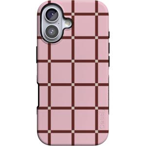 Casely iPhone 17 Case | Into The Wild | White Snow Leopard | Bold Protective Design | Compatible with MagSafe(Uptown Gridlock | Pink Checkerboard)