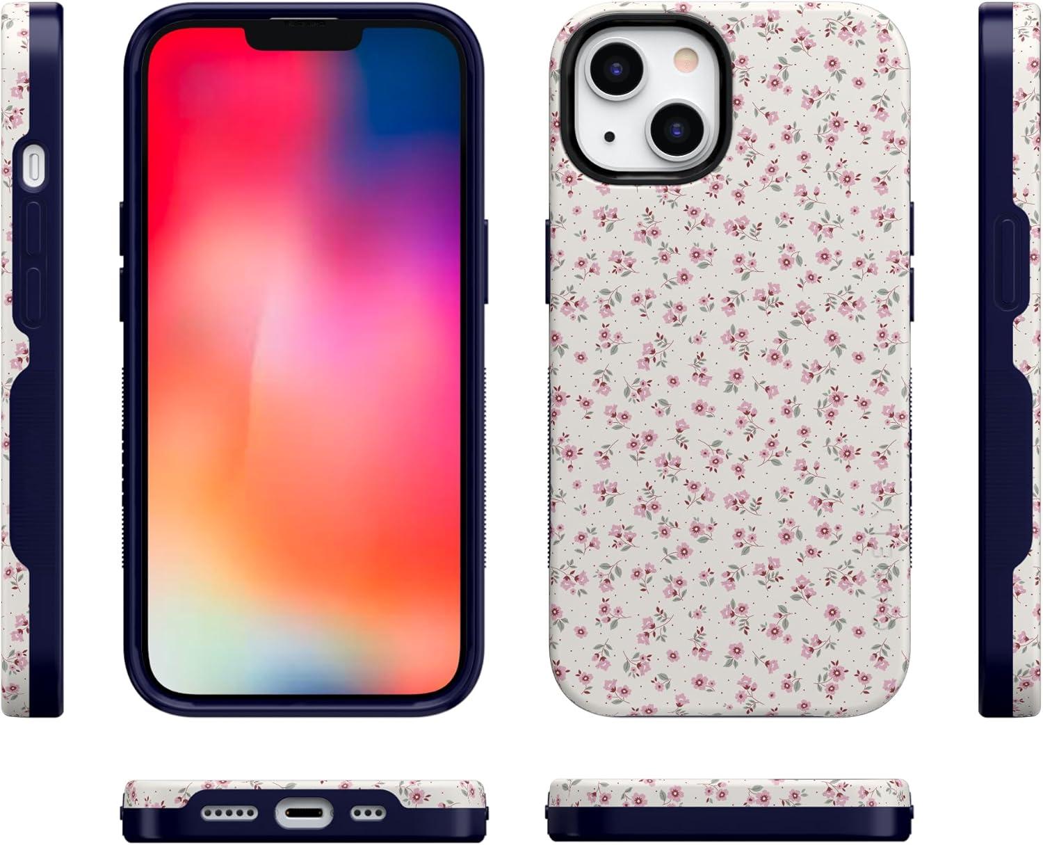 imageCasely iPhone 14 Case  Lovebug  Blue Hearts  Bold Protective Design  Compatible with MagSafeCottage Charm  Cottagecore Case