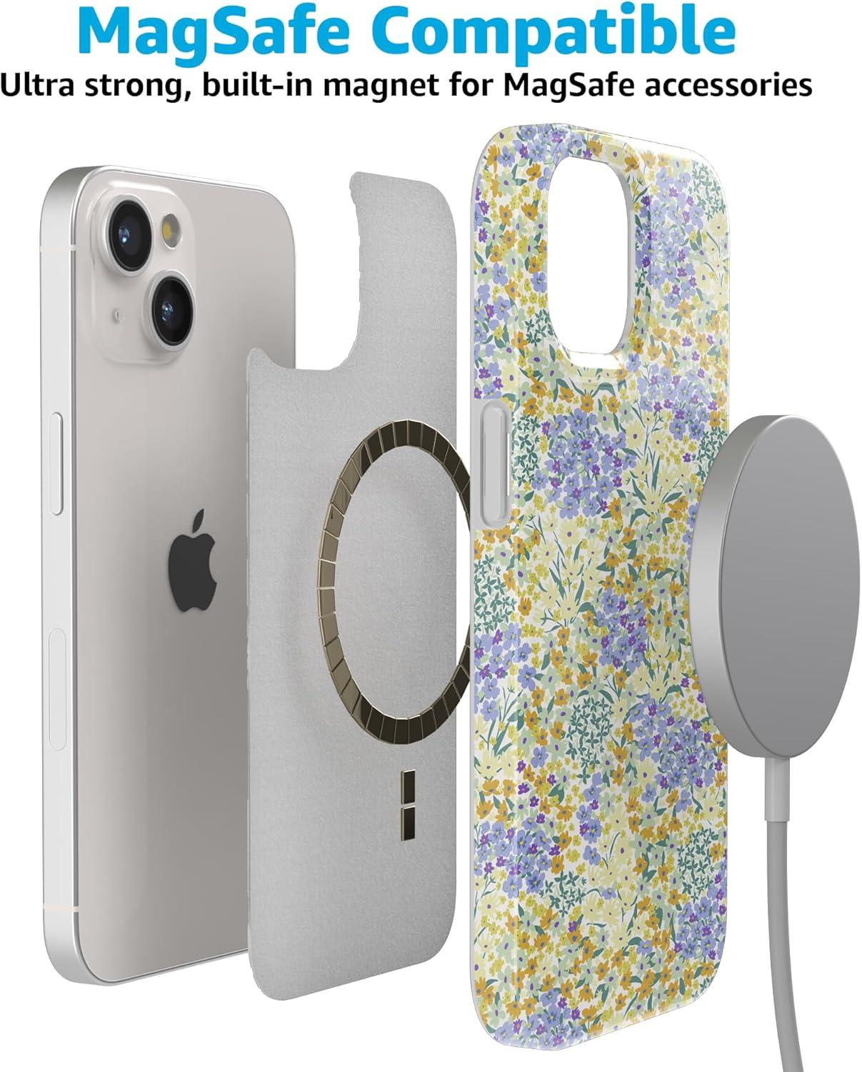 imageCasely iPhone 15 Case  Sneaky Monkeys  Frida Kahlo Jungle Floral  Compatible with MagSafe  Classic Ultra Thin DesignDream Garden  Cottagecore Case