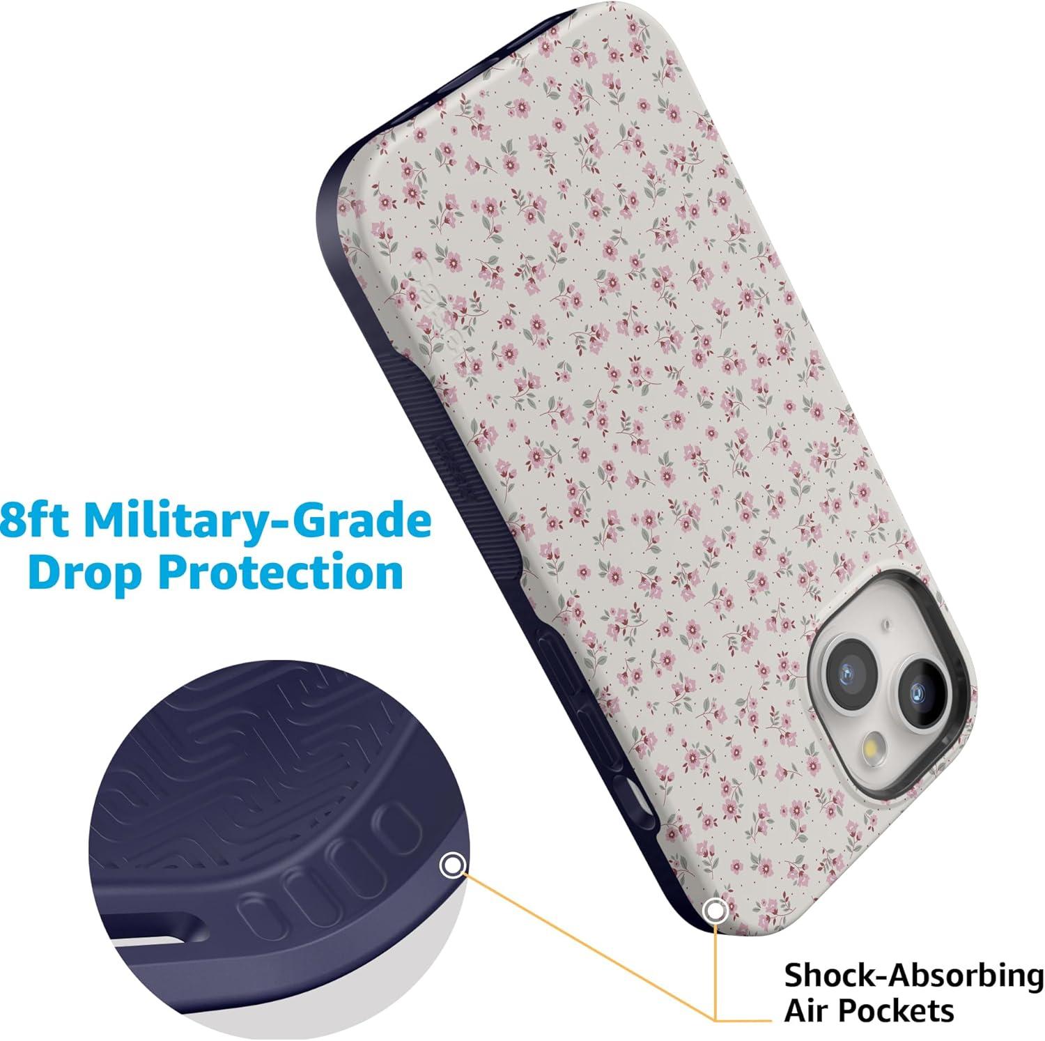 imageCasely iPhone 15 Plus Case  Navy Floral  Full Bloom  Bold Protective Design  Compatible with MagSafeCottage Charm  Cottagecore