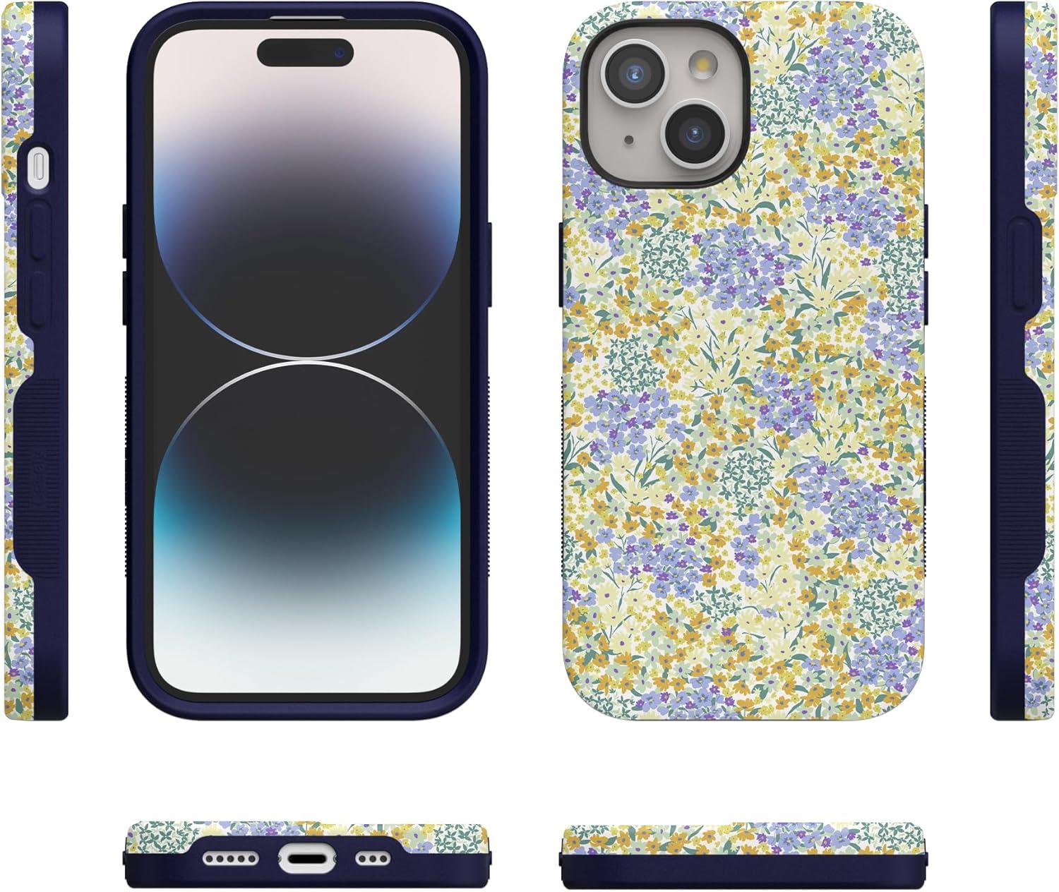 imageCasely iPhone 15 Plus Case  Navy Floral  Full Bloom  Bold Protective Design  Compatible with MagSafeDream Garden  Cottagecore Case