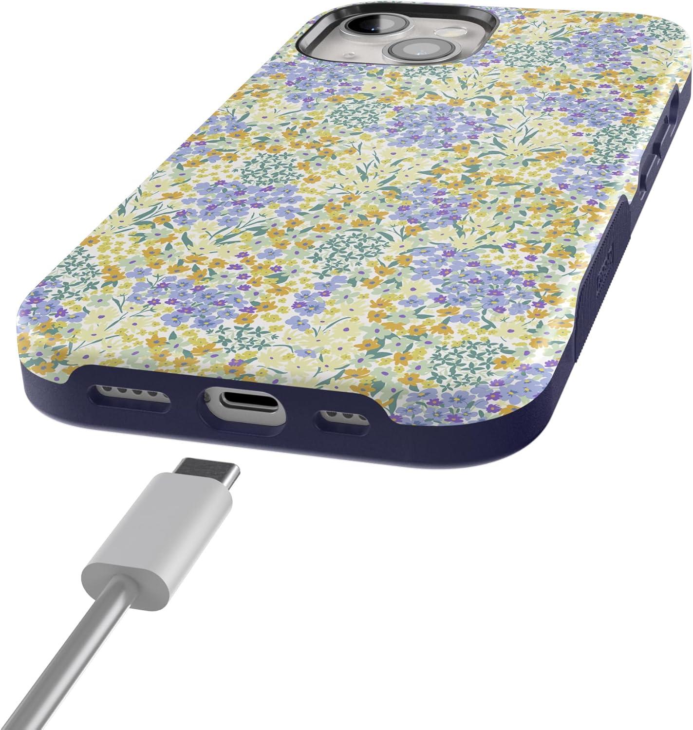 imageCasely iPhone 15 Plus Case  Navy Floral  Full Bloom  Bold Protective Design  Compatible with MagSafeDream Garden  Cottagecore Case