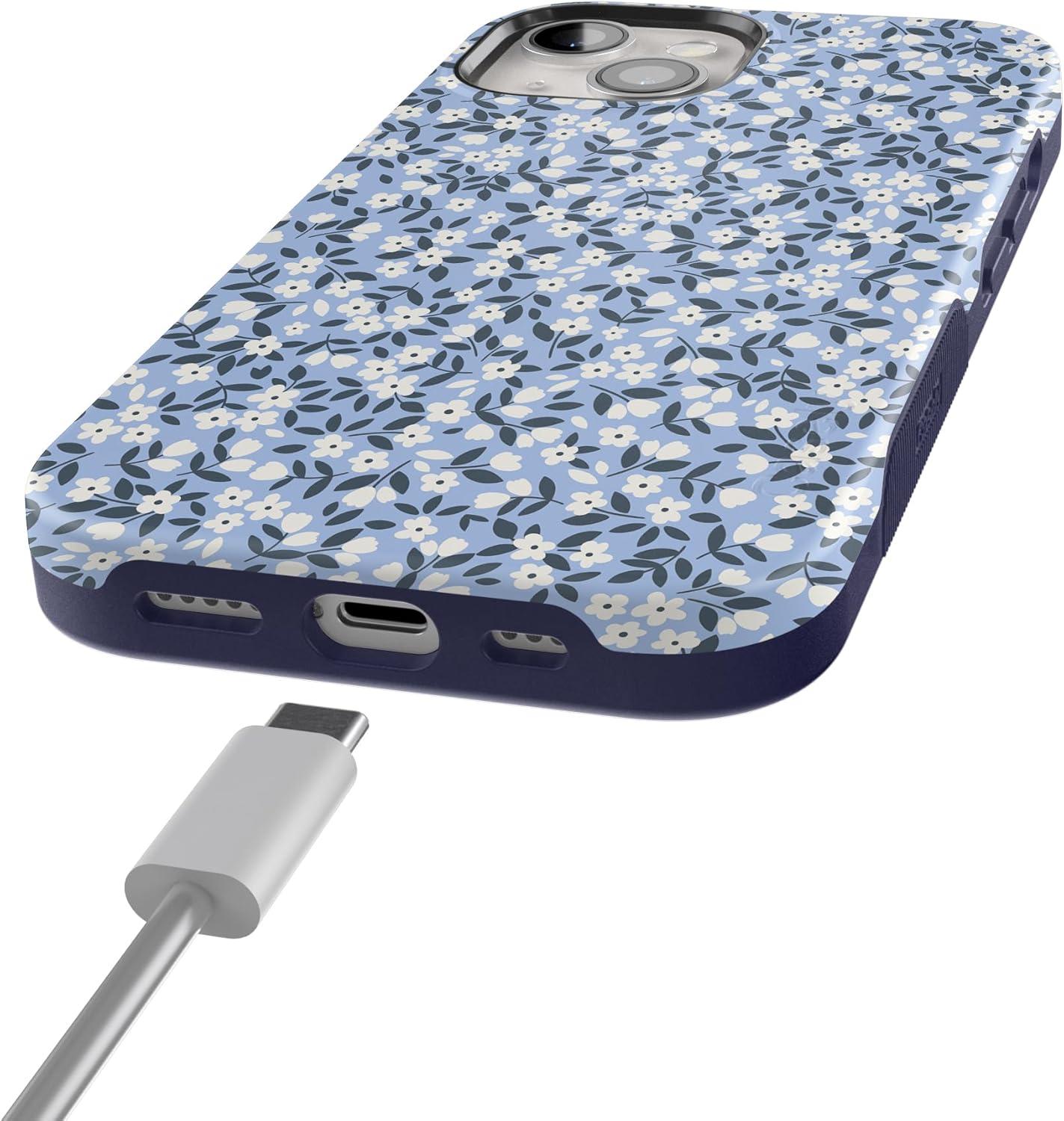 imageCasely iPhone 15 Plus Case  Navy Floral  Full Bloom  Bold Protective Design  Compatible with MagSafePicking Daisies  Cottagecore Case