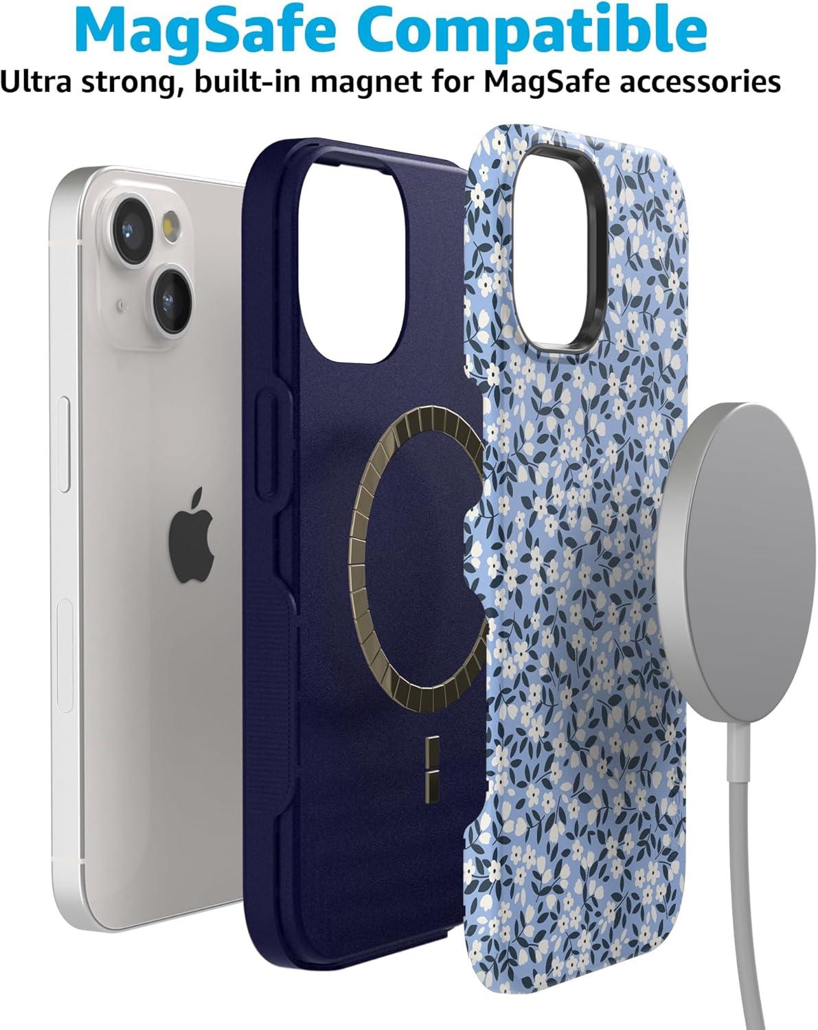 imageCasely iPhone 15 Plus Case  Navy Floral  Full Bloom  Bold Protective Design  Compatible with MagSafePicking Daisies  Cottagecore Case