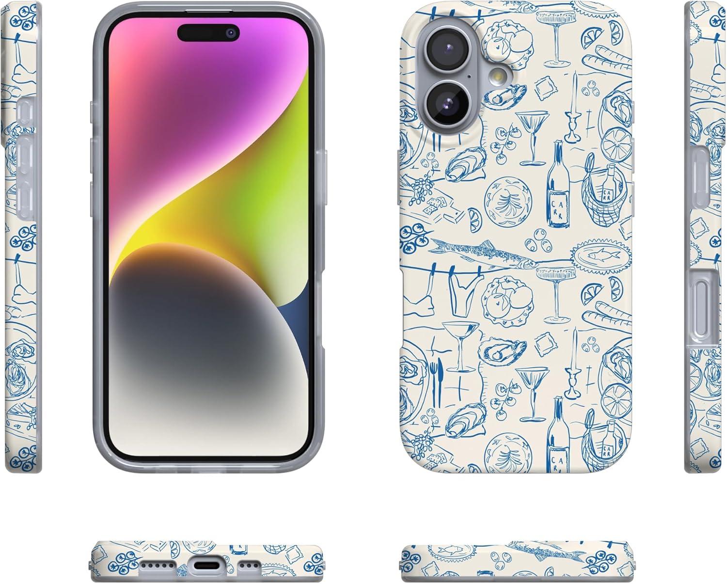 imageCasely iPhone 17 Case Full Bloom Navy Floral Compatible with MagSafe Classic Ultra Thin DesignAmalfi Aperitivo Dolce Vita