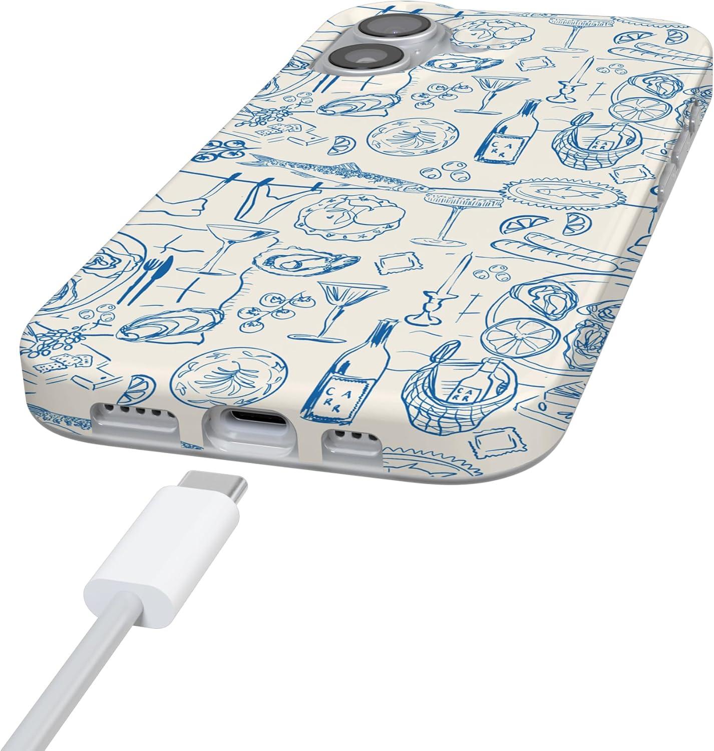 imageCasely iPhone 17 Case Full Bloom Navy Floral Compatible with MagSafe Classic Ultra Thin DesignAmalfi Aperitivo Dolce Vita