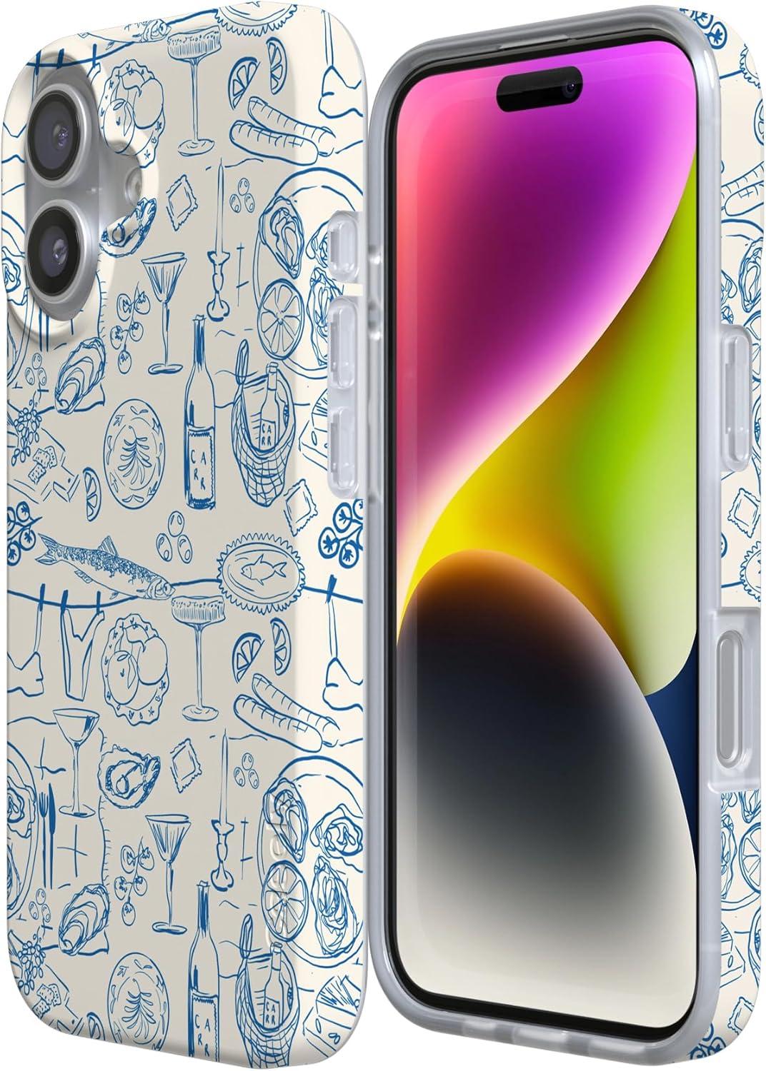 imageCasely iPhone 17 Case Full Bloom Navy Floral Compatible with MagSafe Classic Ultra Thin DesignAmalfi Aperitivo Dolce Vita