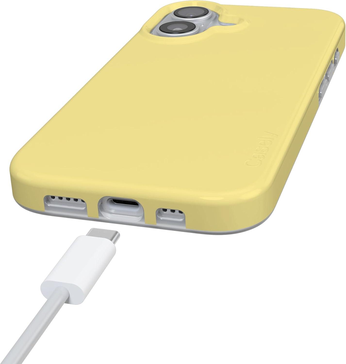 imageCasely iPhone 17 Case Full Bloom Navy Floral Compatible with MagSafe Classic Ultra Thin DesignButter Me Up Butter Yellow