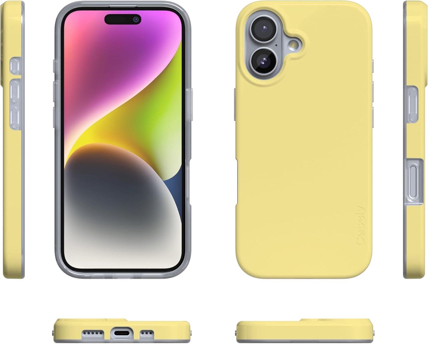 imageCasely iPhone 17 Case Full Bloom Navy Floral Compatible with MagSafe Classic Ultra Thin DesignButter Me Up Butter Yellow