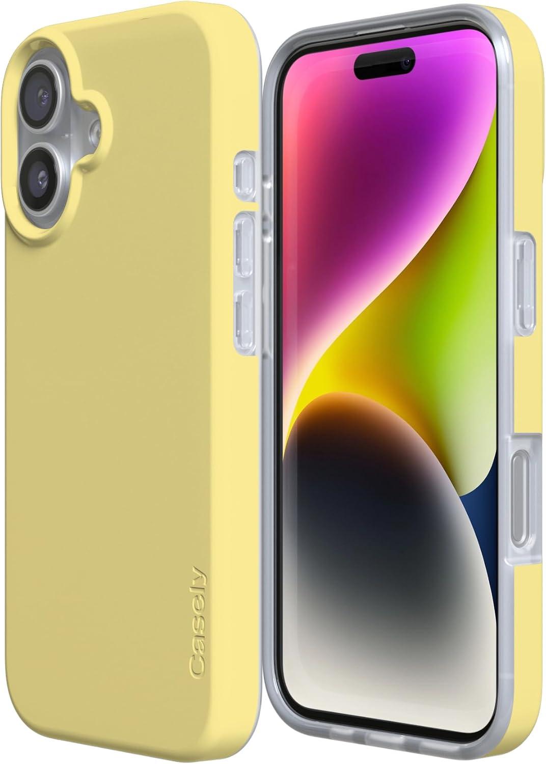 imageCasely iPhone 17 Case Full Bloom Navy Floral Compatible with MagSafe Classic Ultra Thin DesignButter Me Up Butter Yellow