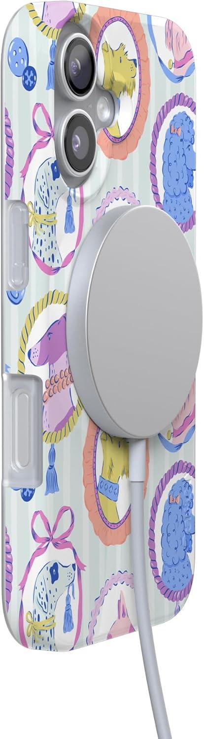 imageCasely iPhone 17 Case Full Bloom Navy Floral Compatible with MagSafe Classic Ultra Thin DesignChateau Pups French Dog