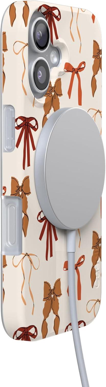 imageCasely iPhone 17 Case Full Bloom Navy Floral Compatible with MagSafe Classic Ultra Thin DesignFall Girlie Pumpkin Spice Bows