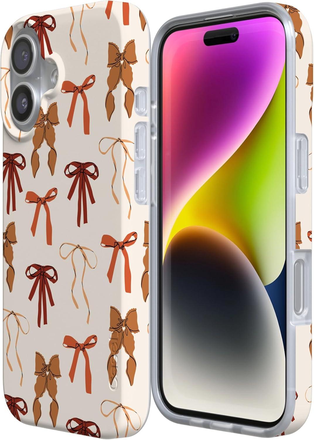 imageCasely iPhone 17 Case Full Bloom Navy Floral Compatible with MagSafe Classic Ultra Thin DesignFall Girlie Pumpkin Spice Bows