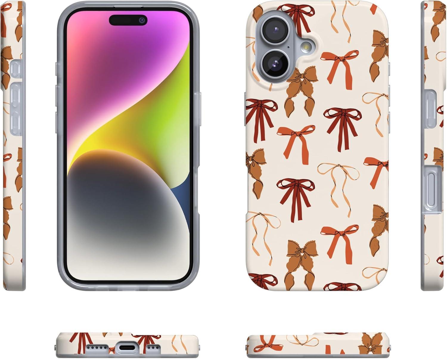 imageCasely iPhone 17 Case Full Bloom Navy Floral Compatible with MagSafe Classic Ultra Thin DesignFall Girlie Pumpkin Spice Bows