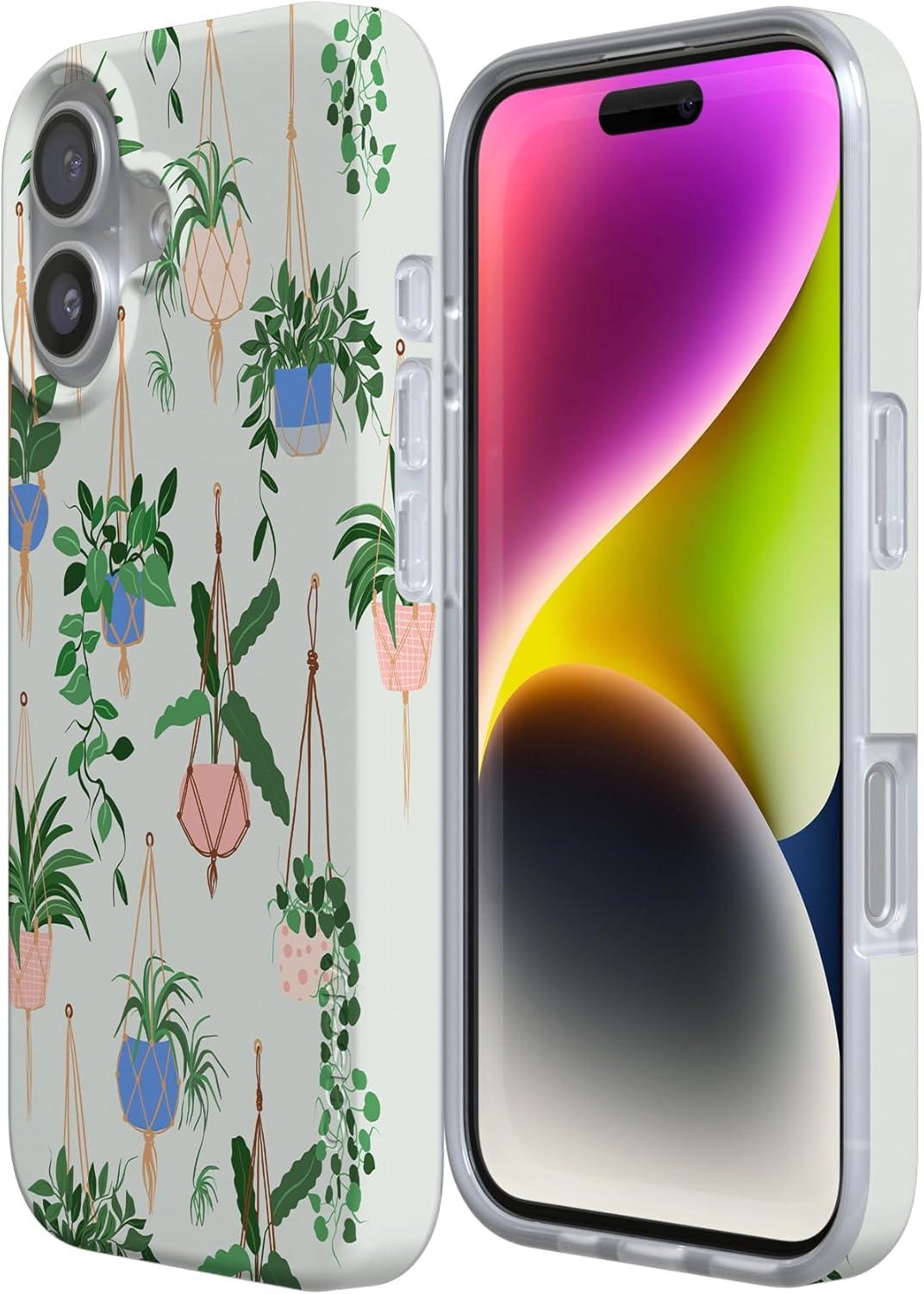 imageCasely iPhone 17 Case Full Bloom Navy Floral Compatible with MagSafe Classic Ultra Thin DesignHanging Around Potted Plants Floral