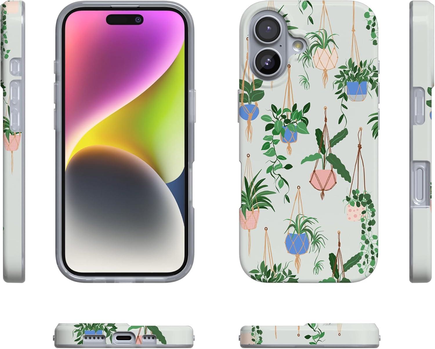 imageCasely iPhone 17 Case Full Bloom Navy Floral Compatible with MagSafe Classic Ultra Thin DesignHanging Around Potted Plants Floral