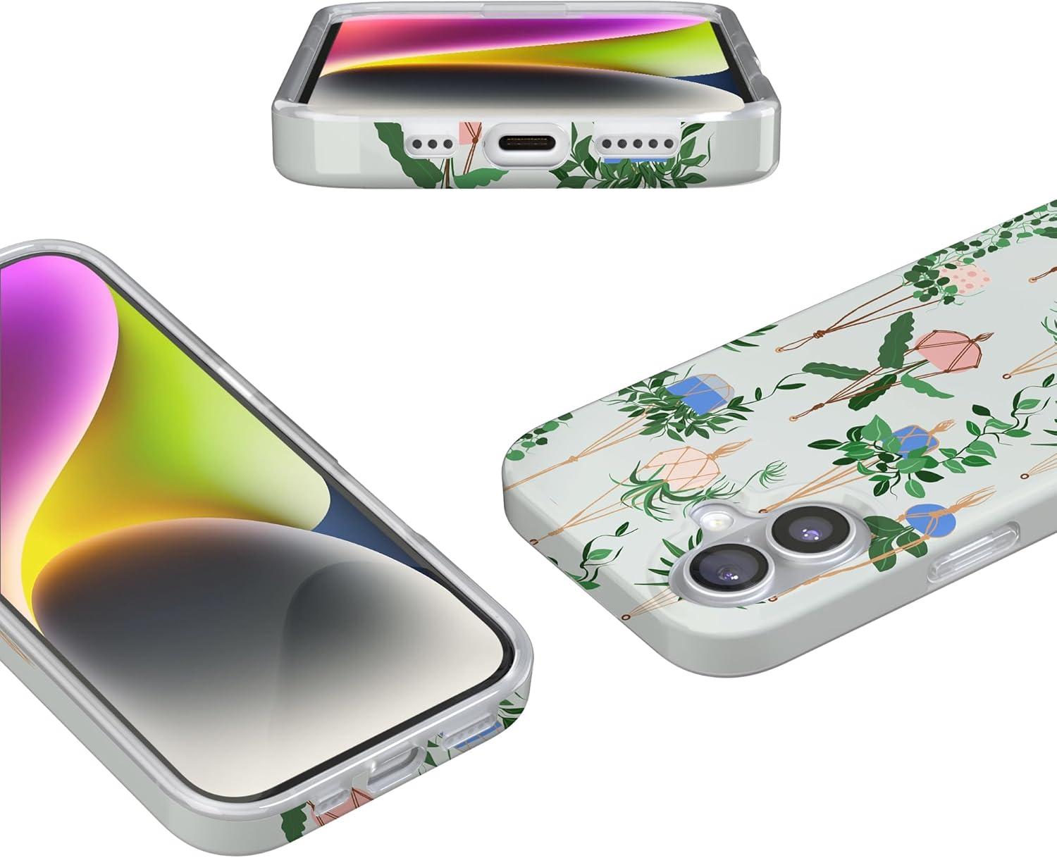 imageCasely iPhone 17 Case Full Bloom Navy Floral Compatible with MagSafe Classic Ultra Thin DesignHanging Around Potted Plants Floral