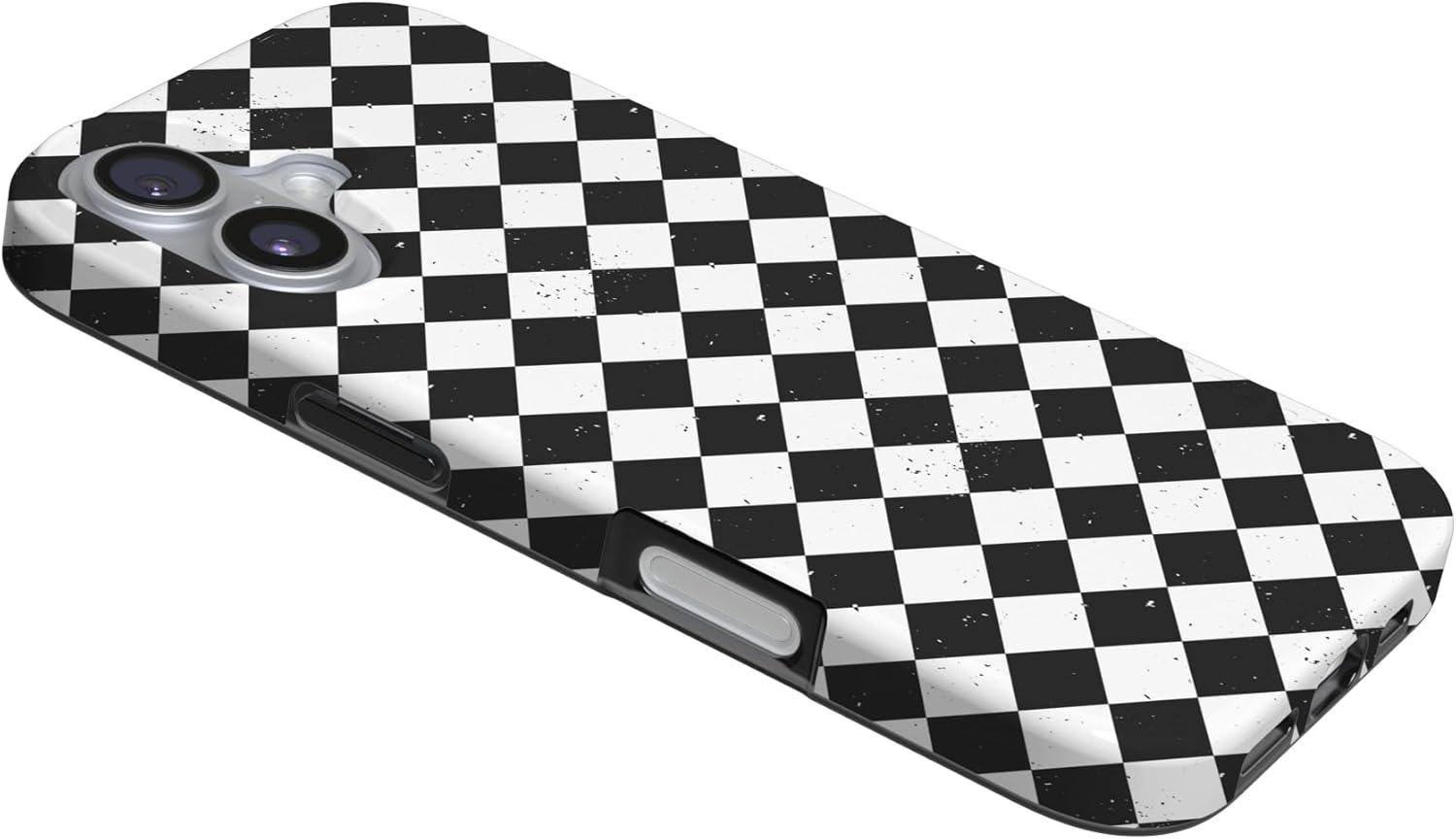 imageCasely iPhone 17 Case Full Bloom Navy Floral Compatible with MagSafe Classic Ultra Thin DesignHarlequin Salem Diamond Black and White