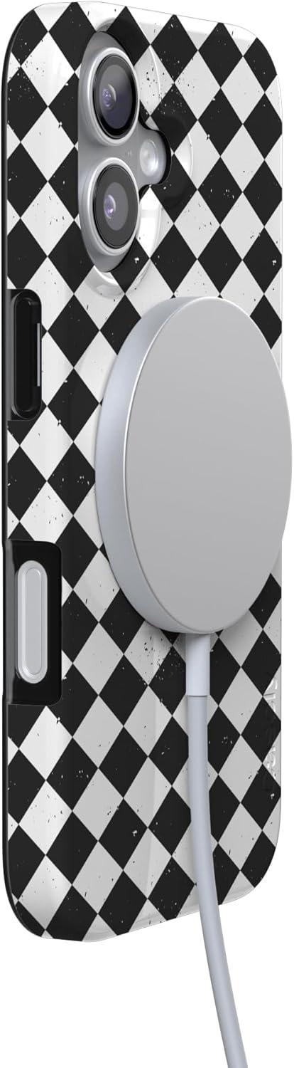 imageCasely iPhone 17 Case Full Bloom Navy Floral Compatible with MagSafe Classic Ultra Thin DesignHarlequin Salem Diamond Black and White