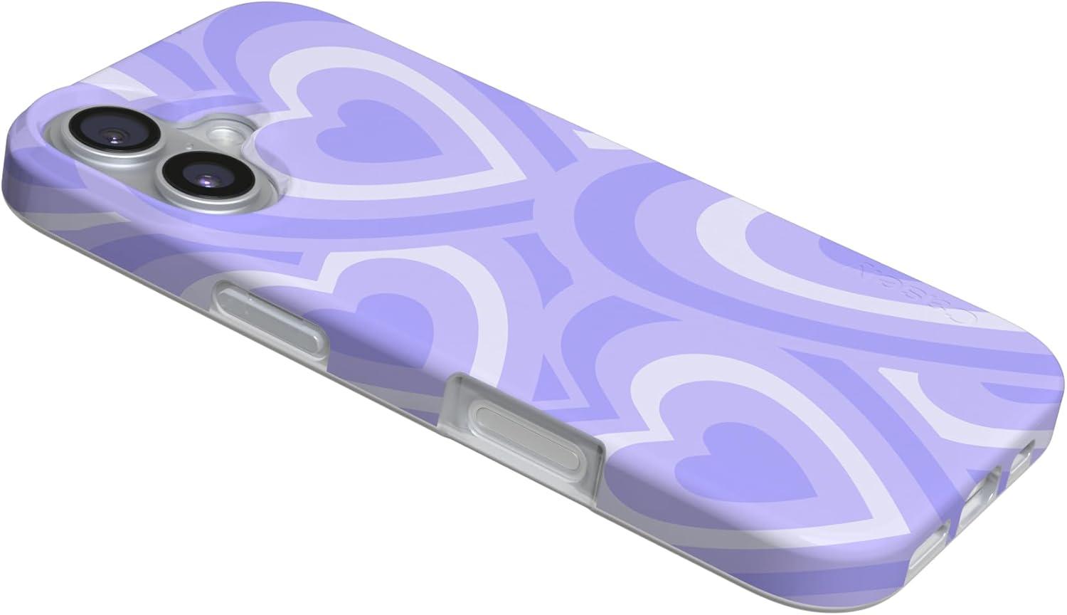 imageCasely iPhone 17 Case Full Bloom Navy Floral Compatible with MagSafe Classic Ultra Thin DesignLove Song Lavender Heart